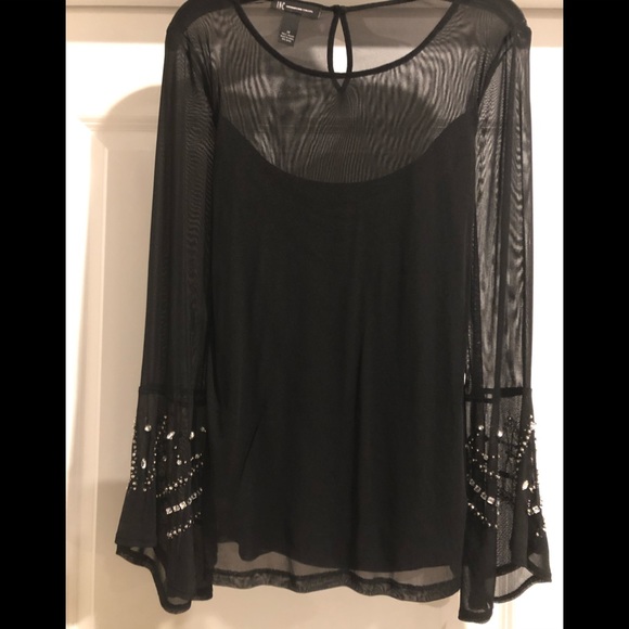 sheer blouse with rhinestones